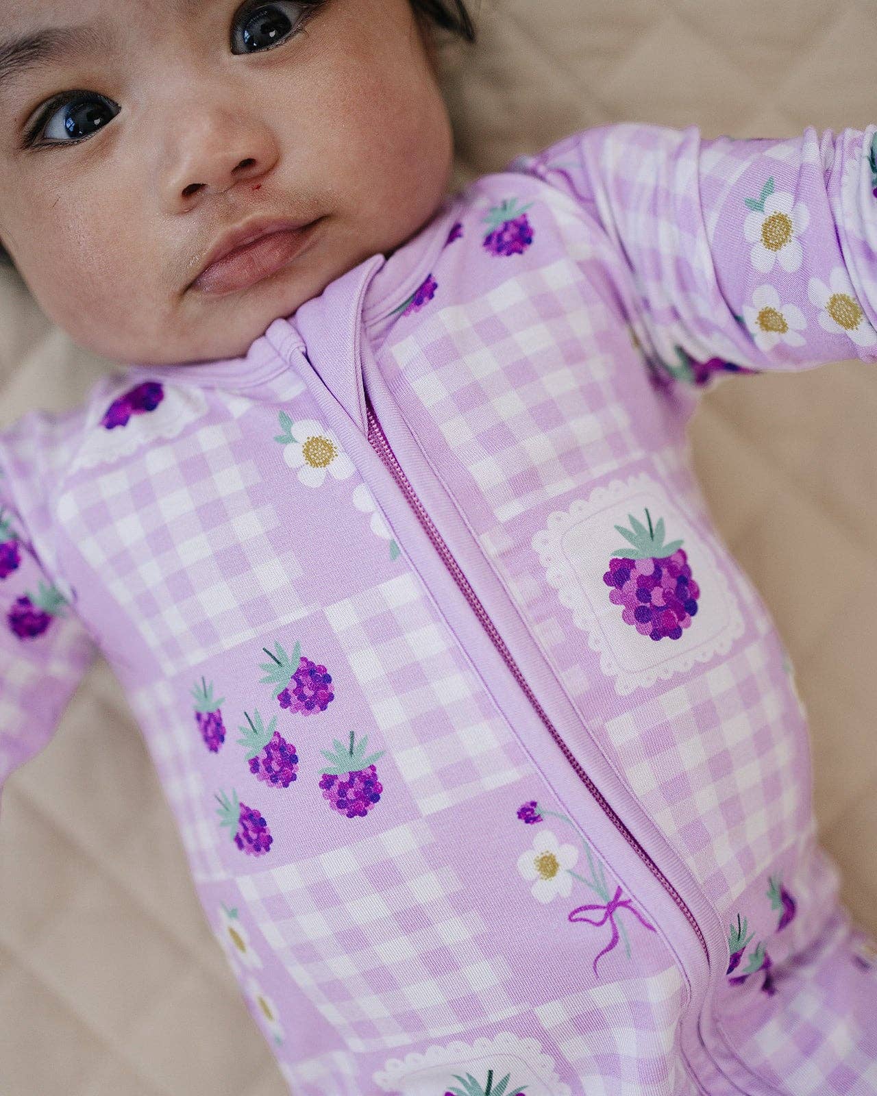 Bamboo Zip Romper | Raspberry: 6-12M