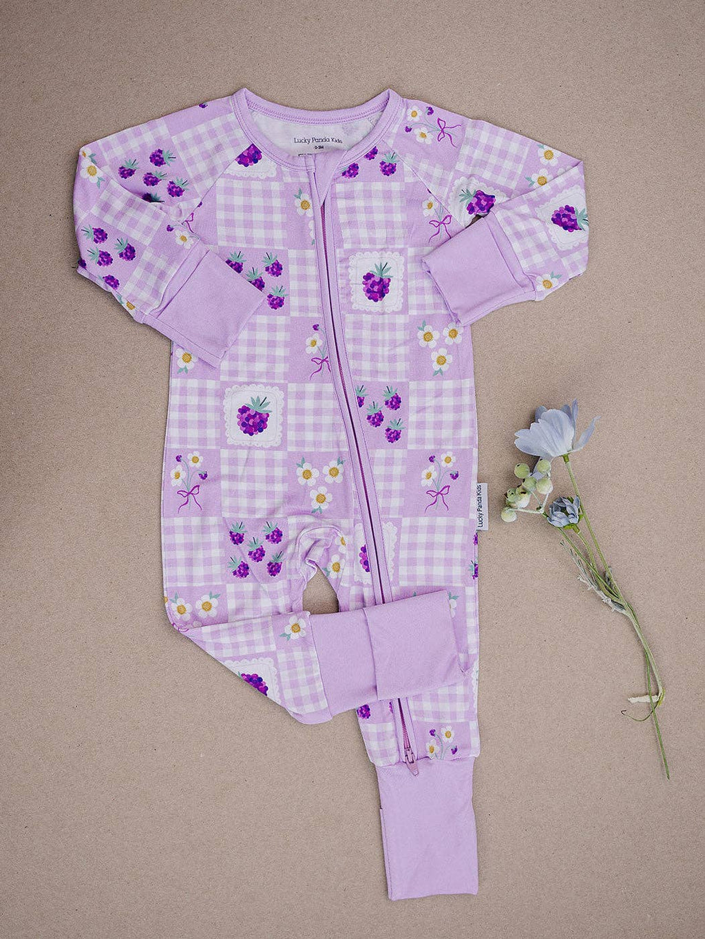 Bamboo Zip Romper | Raspberry: 0-3M