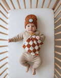 Checkered Plush Baby Lovey | Copper